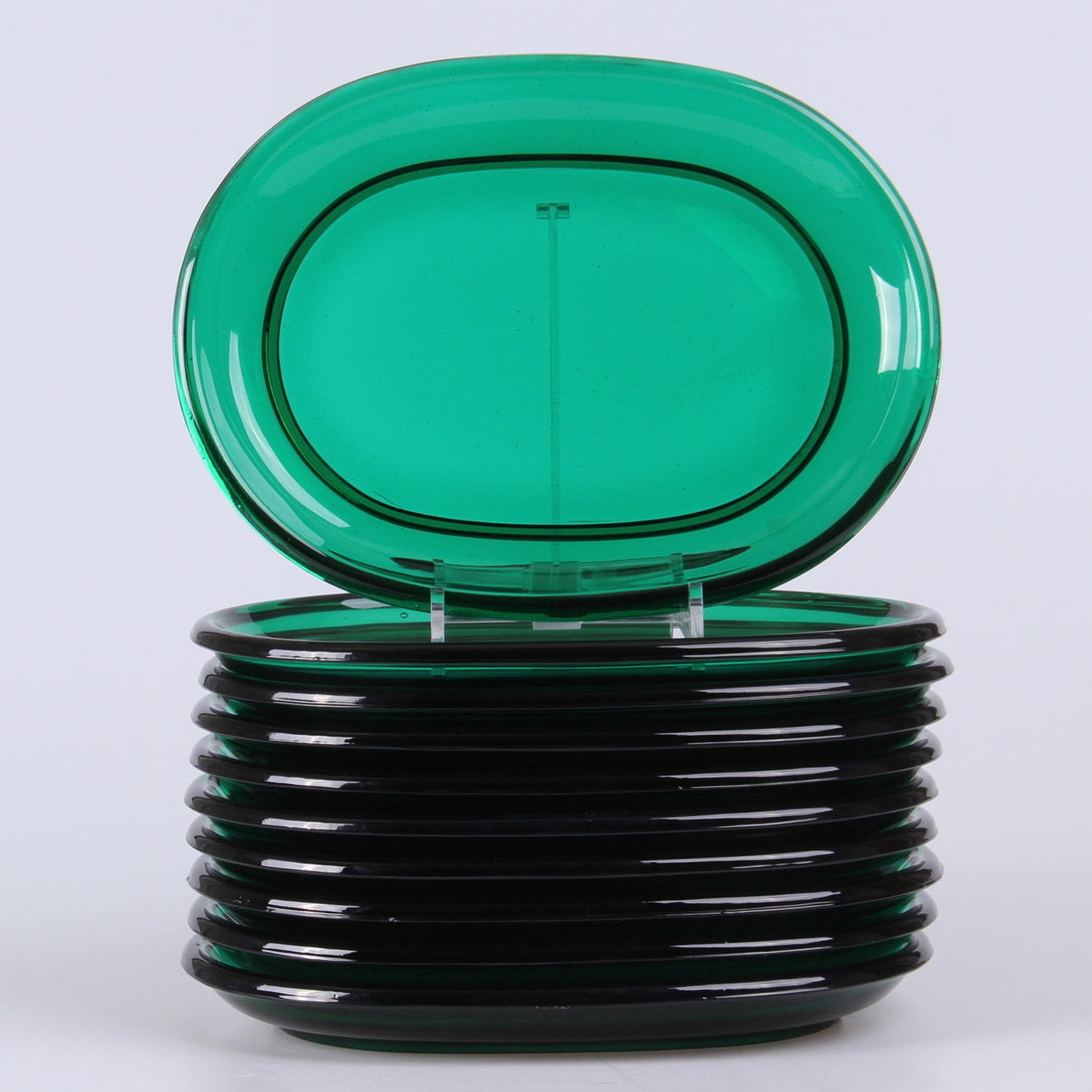 TALLRIKAR, 10 st. grönt glas, Josef Frank för Svenskt Tenn.