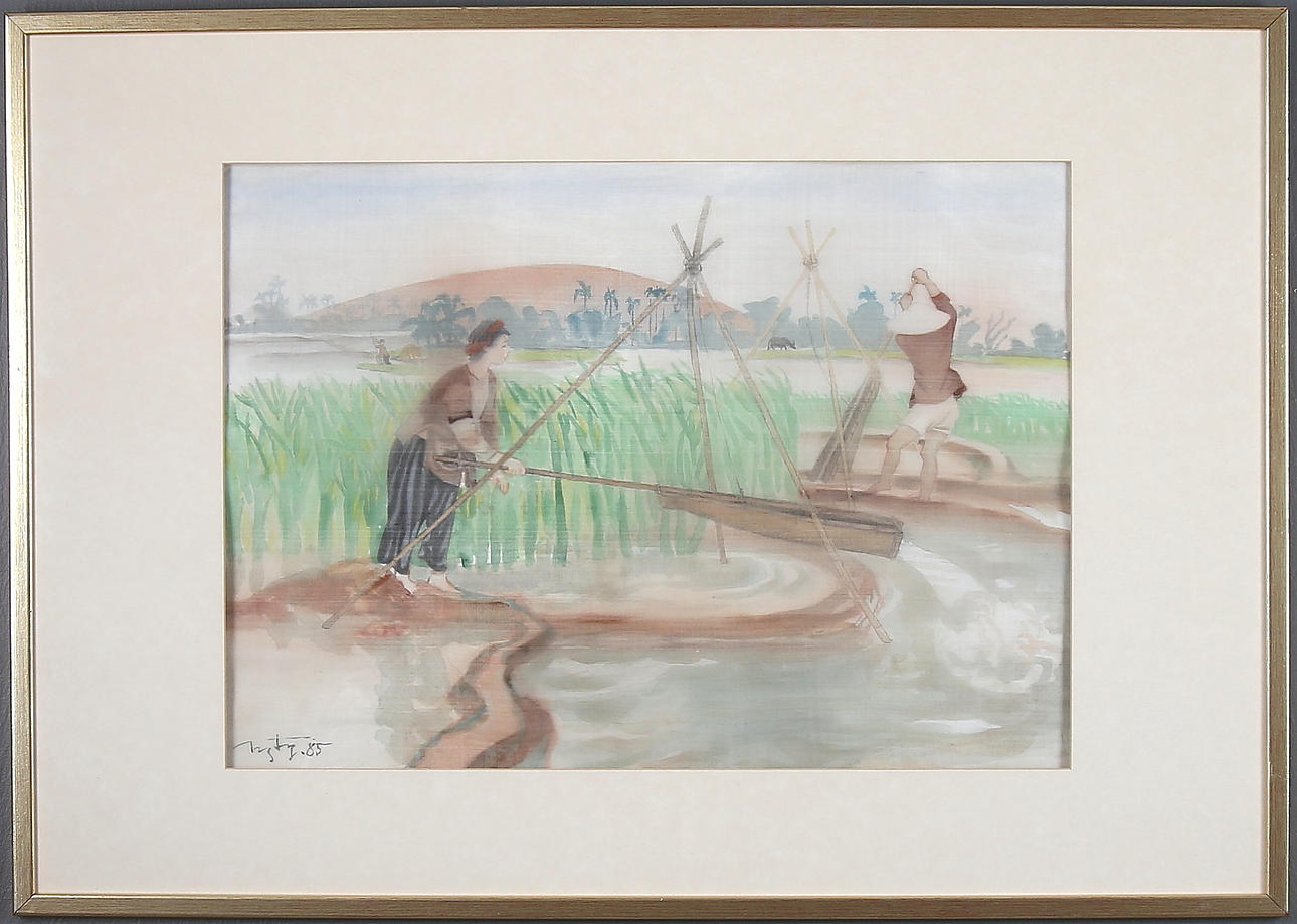 NGUYEN VAN TY. Akvarell på duk, signerad och daterad -85.