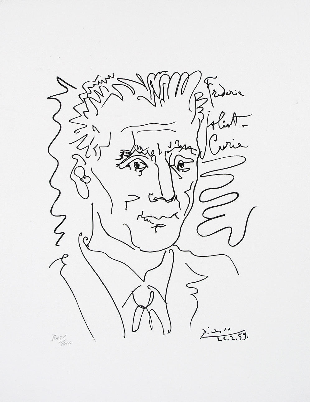 PABLO PICASSO. Efter. Frederic Juliot Curie, litografiskt tryck.