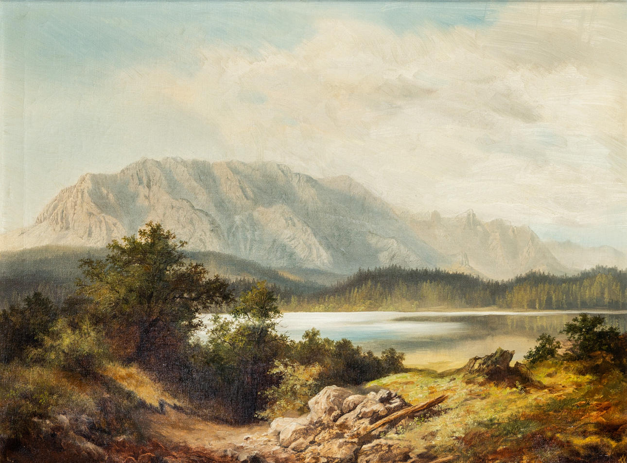 ANDREAS MITTERFELLNER (1912-1972). Barmsee mit Wellenstein.