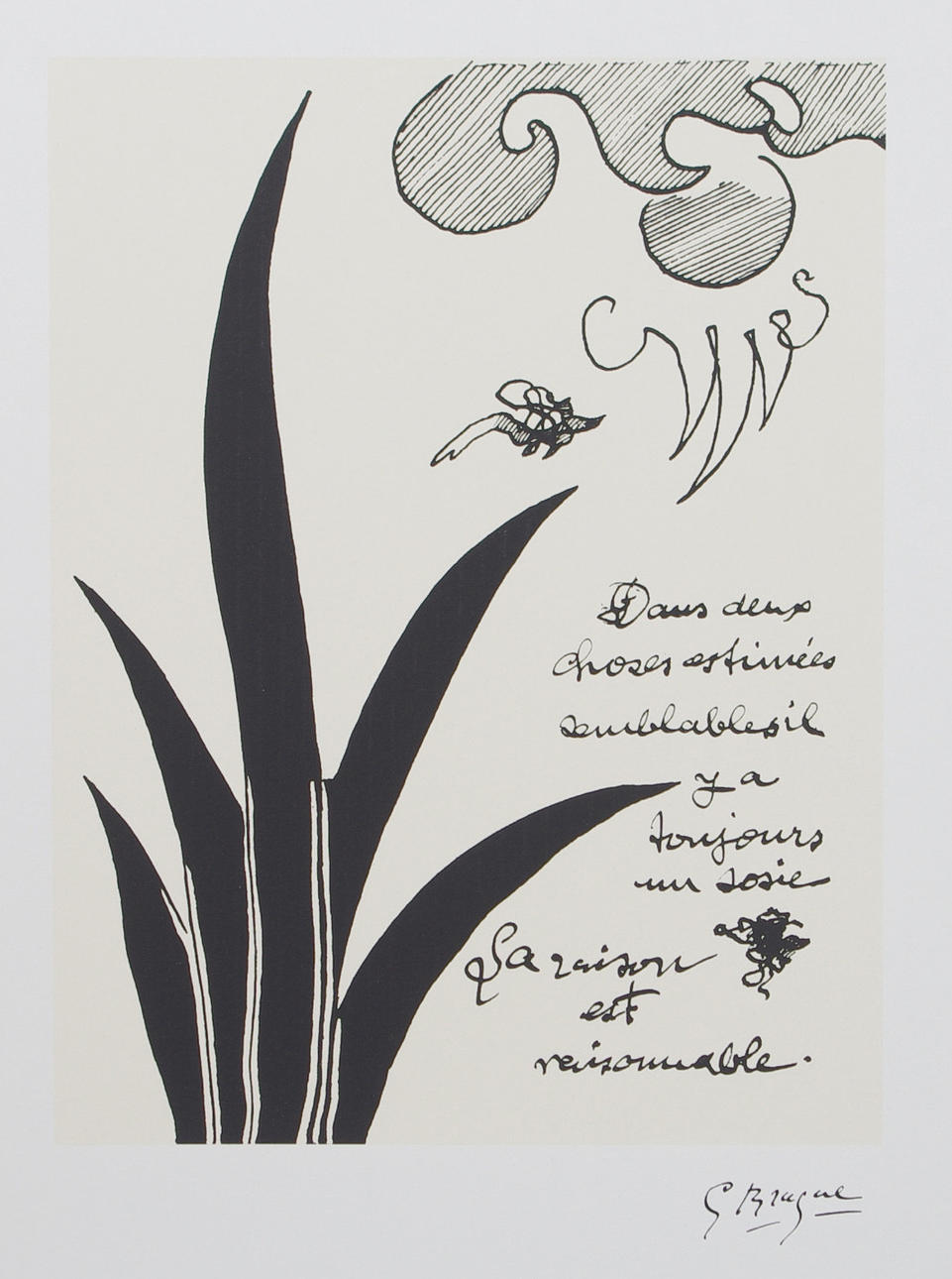 GEORGES BRAQUE. EFTER. Gräs, litografiskt tryck.