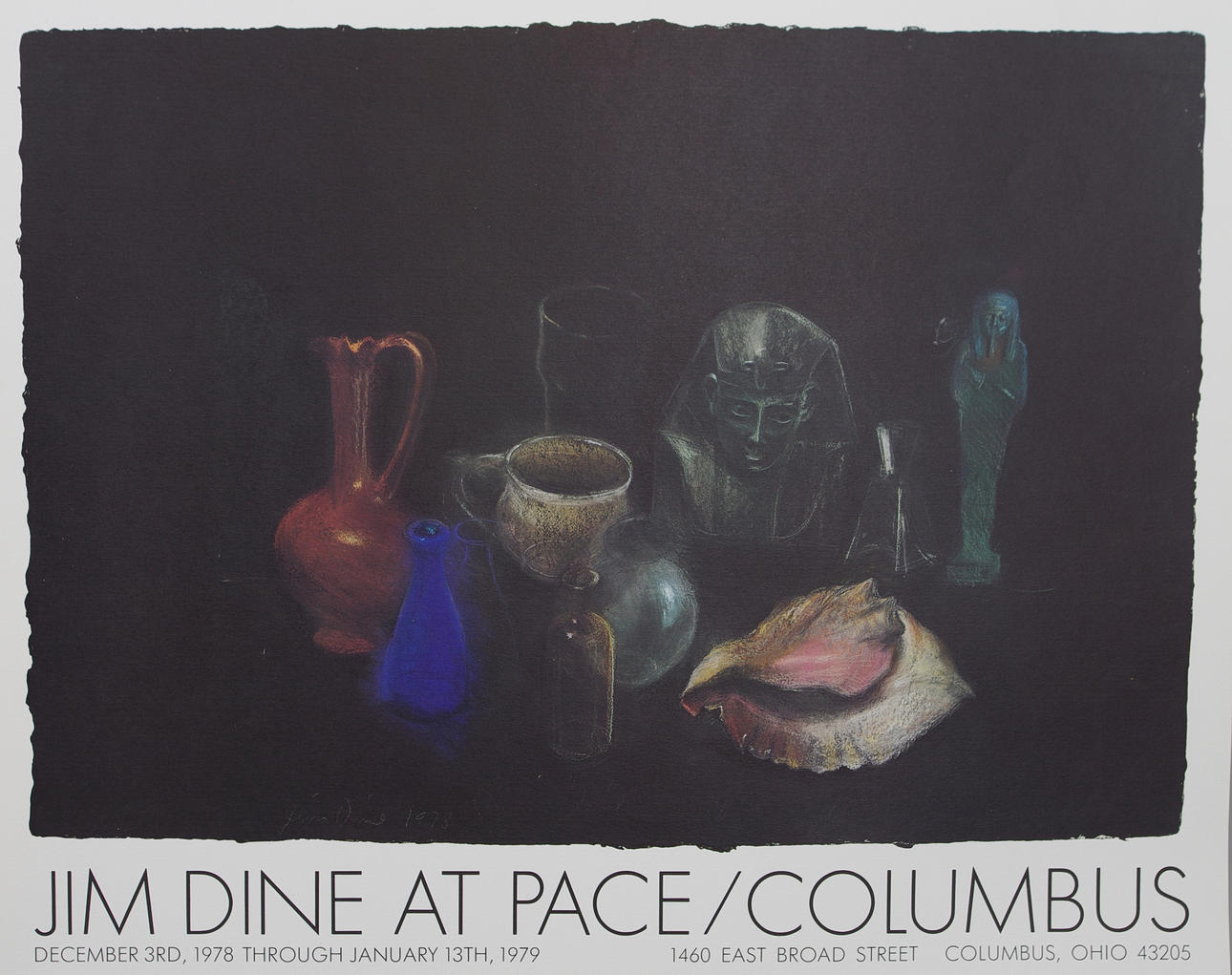 JIM DINE. Litografisk utställningsaffisch, original 1978, At Pase/Columbus.