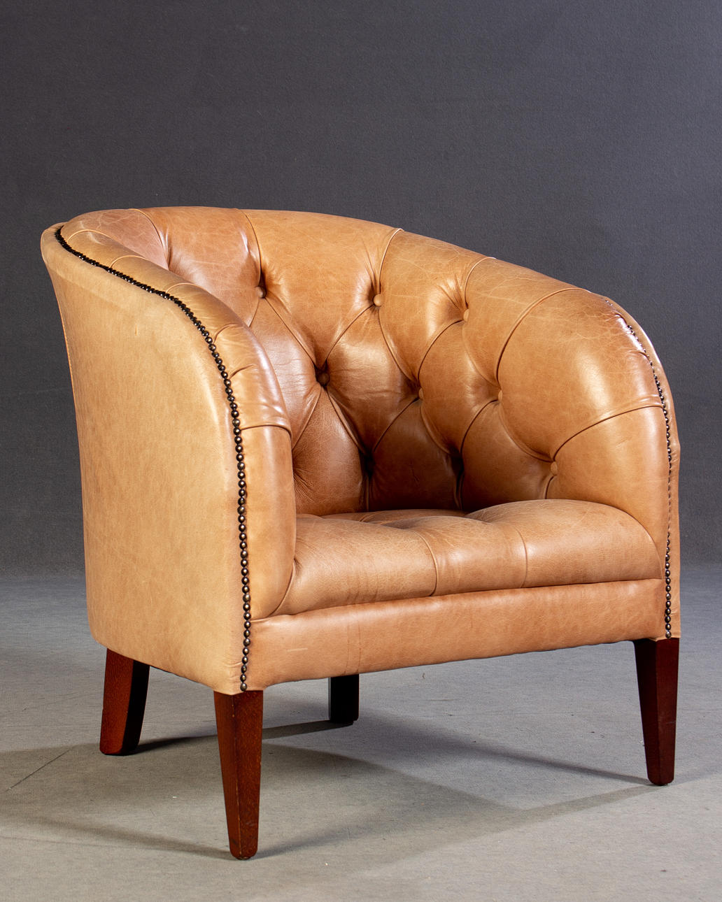 Chesterfield-Sessel, Leder, 2000er Jahre.