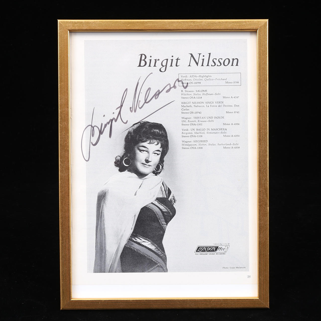 BIRGIT NILSSON, nimikirjoitus.