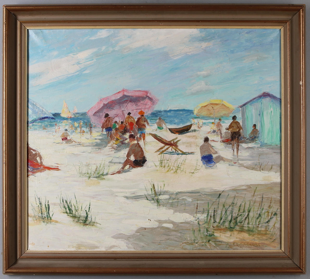 ERIK KULLSTRÖM. Strandmotiv, olja på duk, signerad samt daterad 1956.