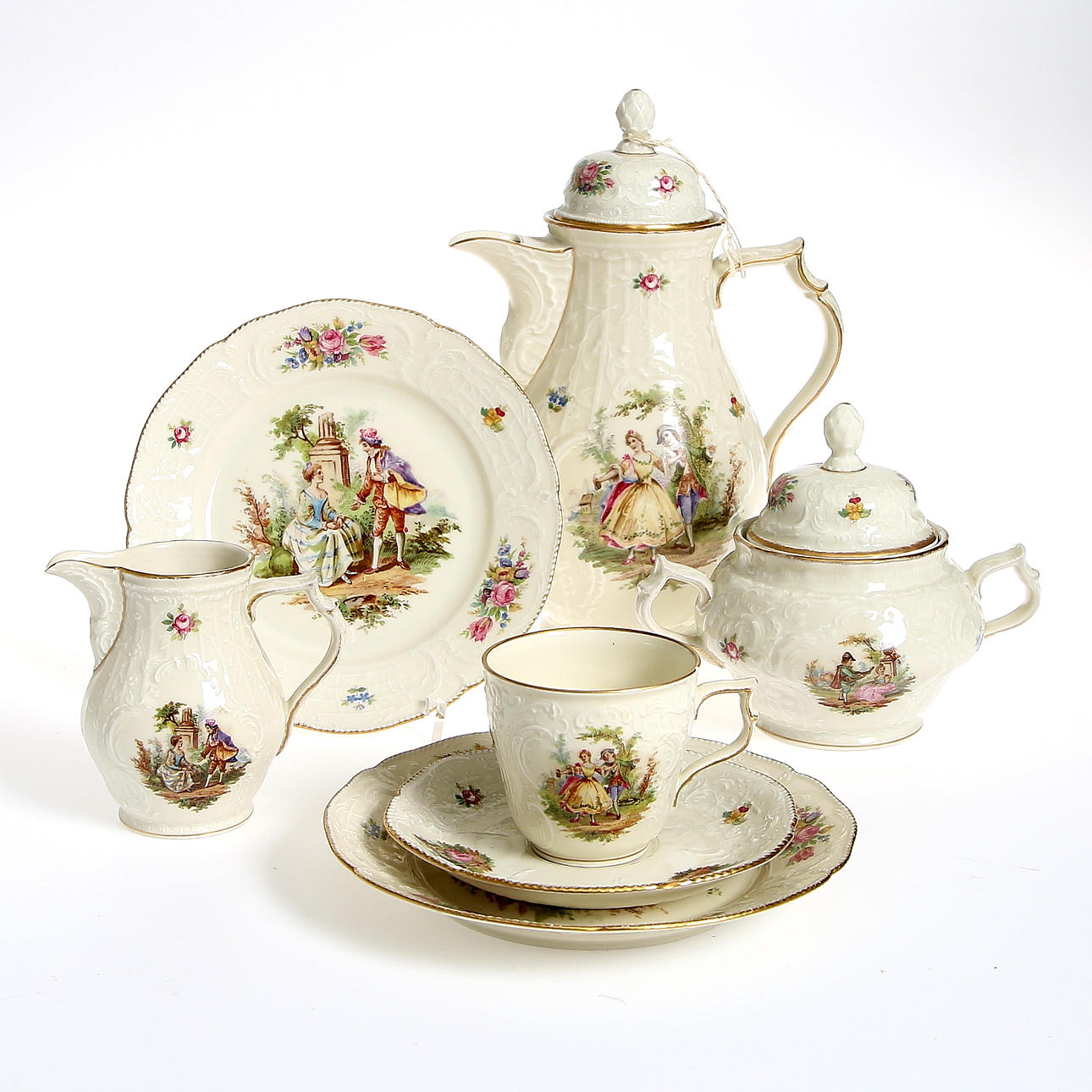 KAFFESERVIS, porslin, 33-delar, "Sanssouci" Rosenthal, Tyskland.