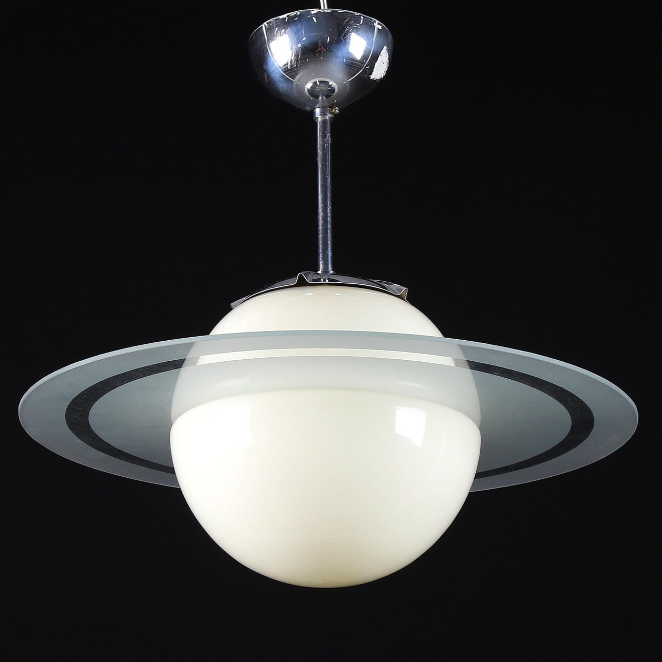 TAKLAMPA, glas, art-deco, "Saturnus". 1930/40-tal.