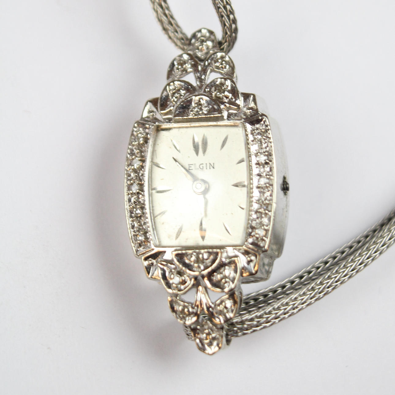 WRIST WATCH Elgin 14K white gold.