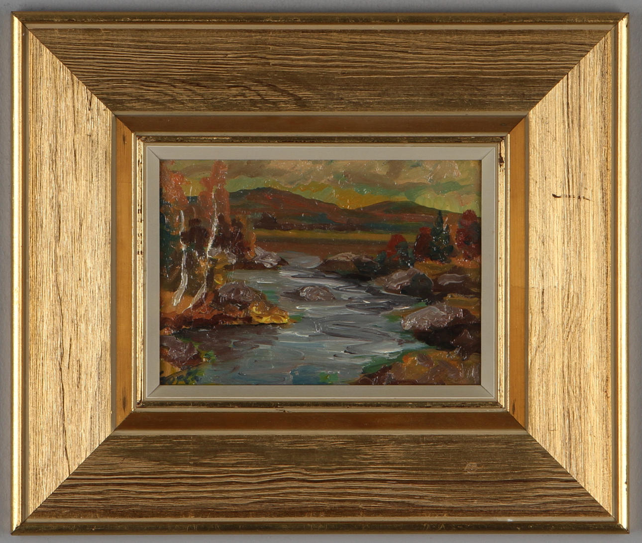 OKÄND KONSTNÄR. Norrländskt landskap, olja på pannå, otydligt signerad.