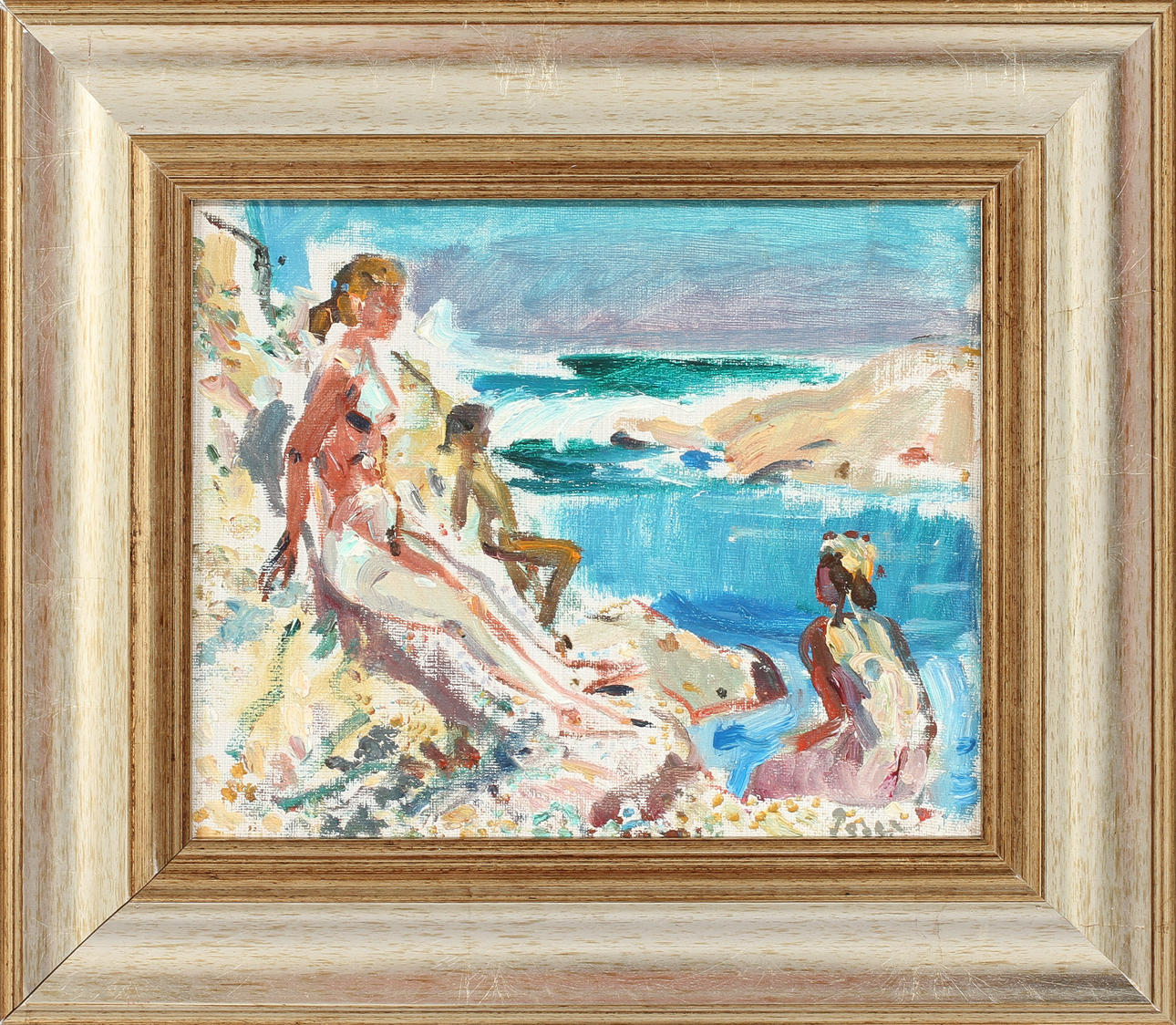 MARTIN POSER. "Badliv", Marstrand, olja på duk, signerad.