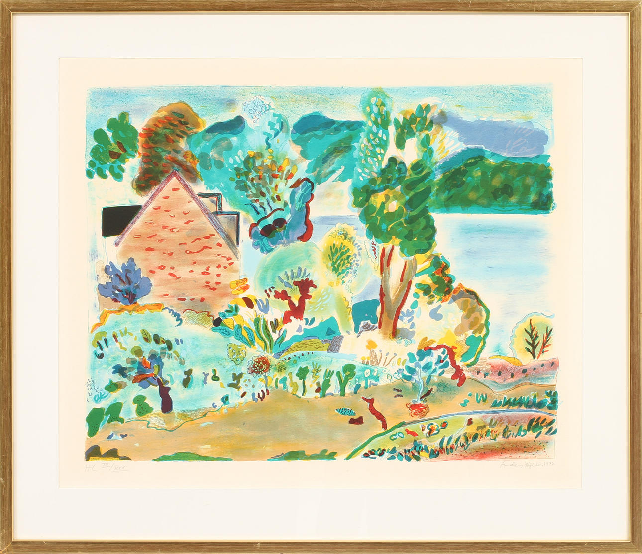 ANDERS FOGELIN. Landskap, färglitografi, signerad och numrerad H.C XII/XXV.