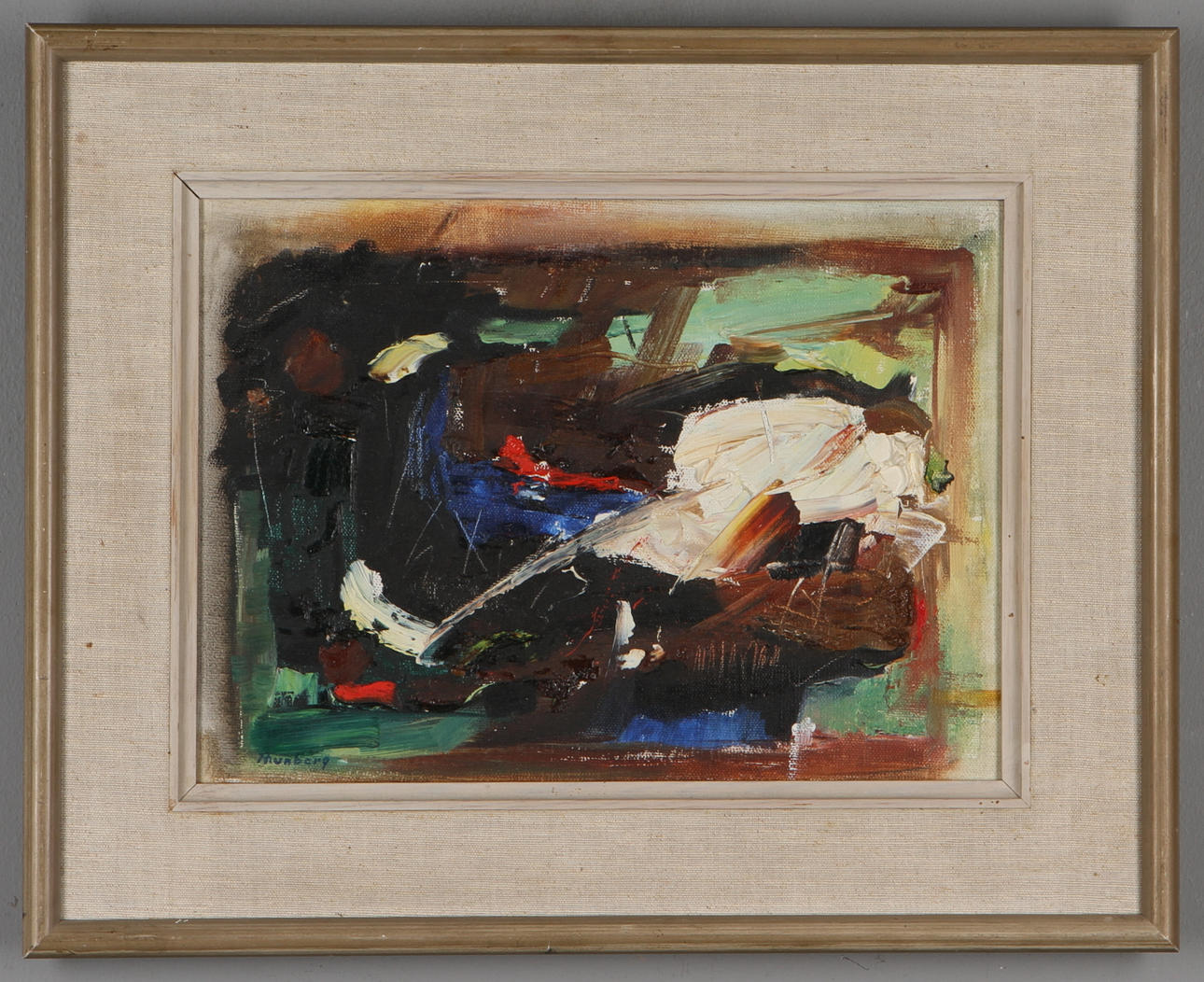 TORSTEN THUNBERG. Komposition, olja på duk, signerad.