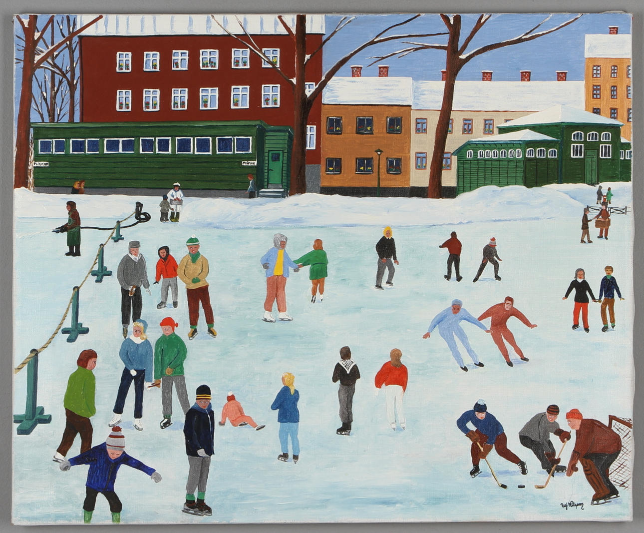 ULF NILSSON. Skridskoåkare, olja på duk, signerad.