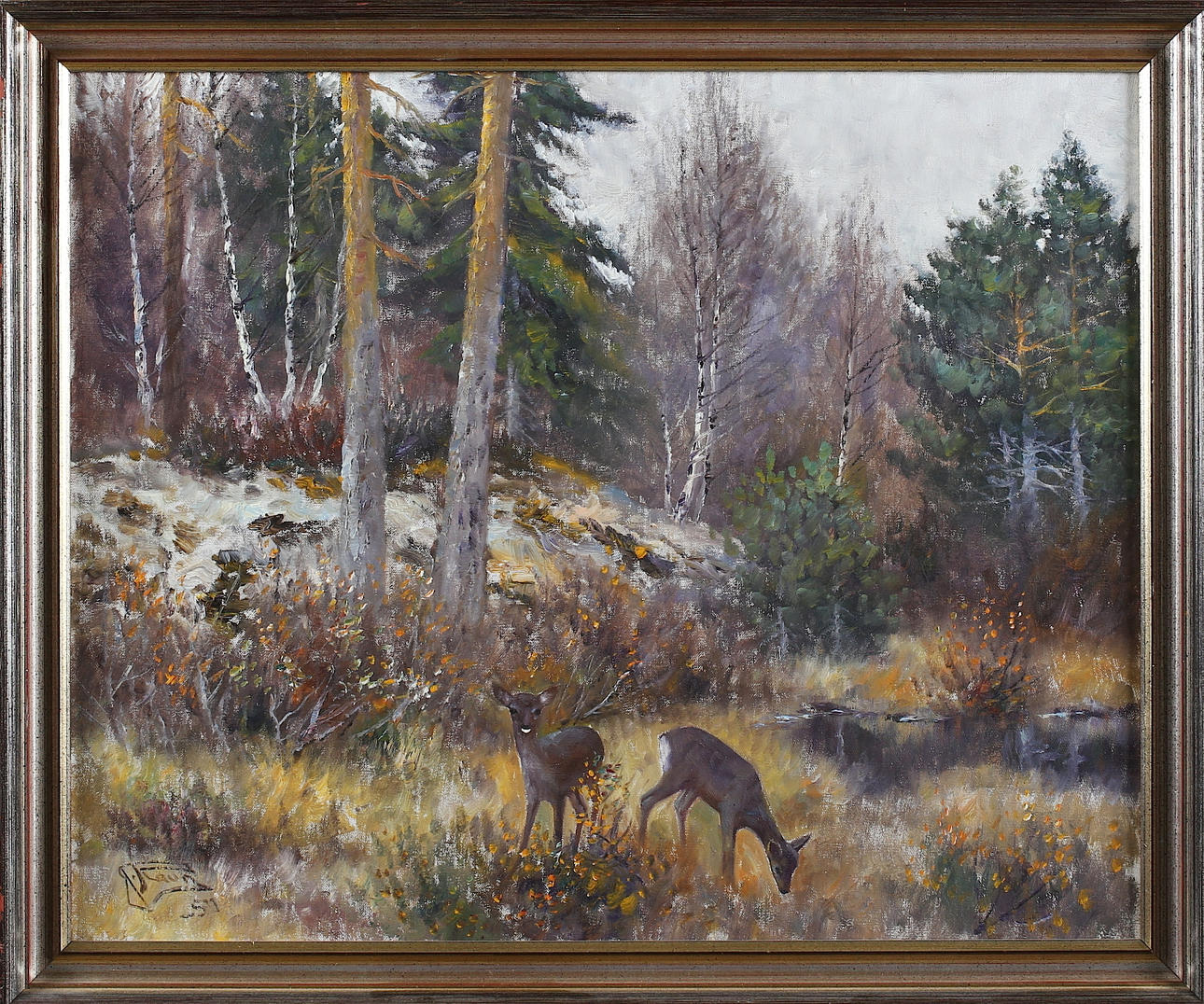 JOHANNES RAVN. Rådjur, olja på duk. Signerad.