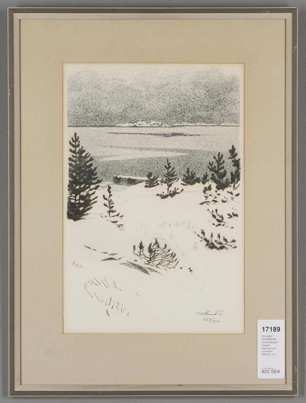ROLAND SVENSSON. Vinterskärgård, litografi, signerad och numrerad 268/300.