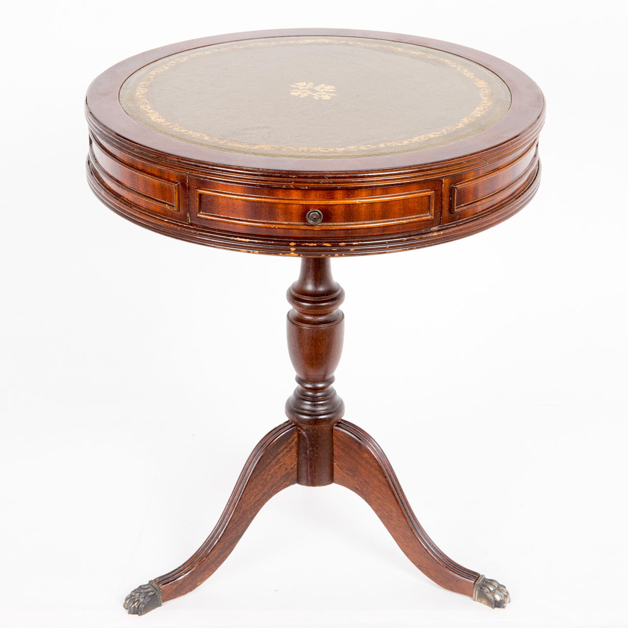 Bord/Sidobord, trä, läder, mässing, England.