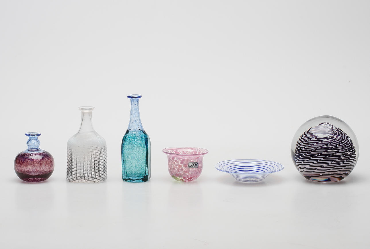 GLASFÖREMÅL, 6 delar, Transjö, Kosta Boda.