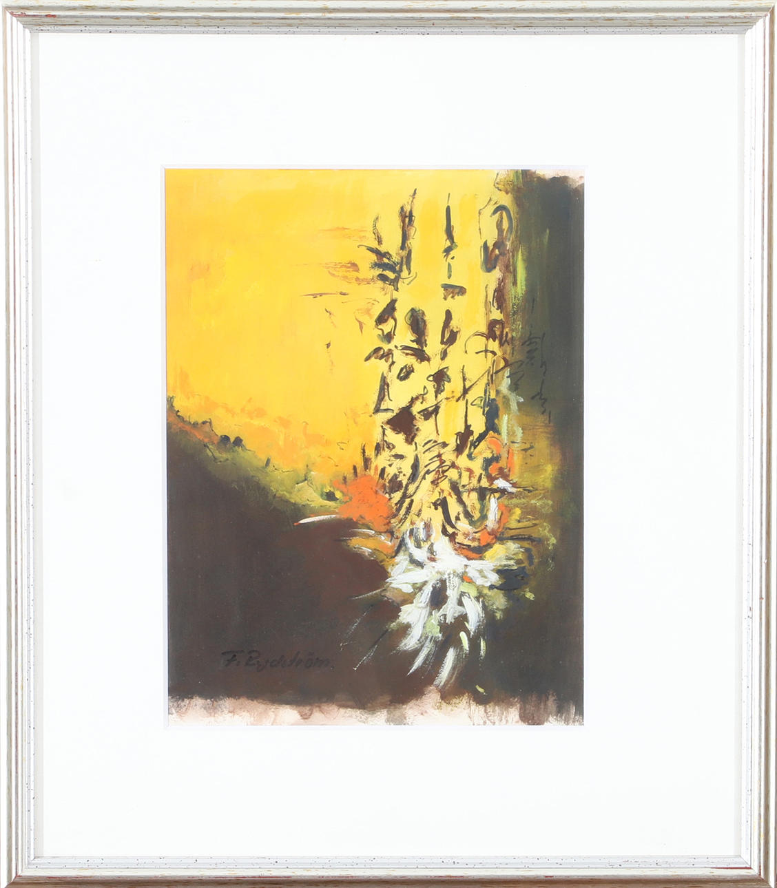 FOLKE RYDSTRÖM. Composition, mixed media, signed.