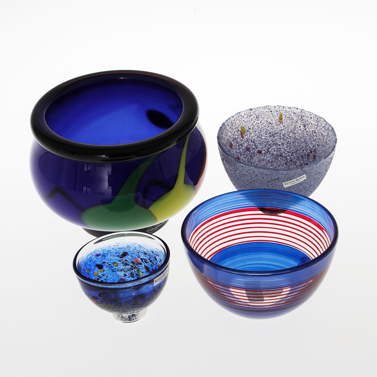 SKÅLAR, 4 st, glas, Helena Gibson, Strömhyttan samt Kosta boda.