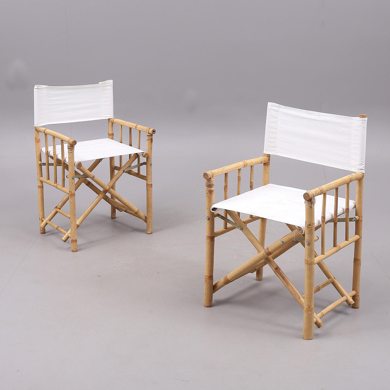 REGISSÖRSSTOLAR, 2 st, bambu, 1900-tal.