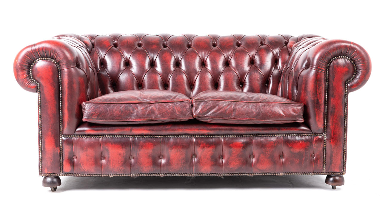 Chesterfield-Sofa / Couch, England, Leder.