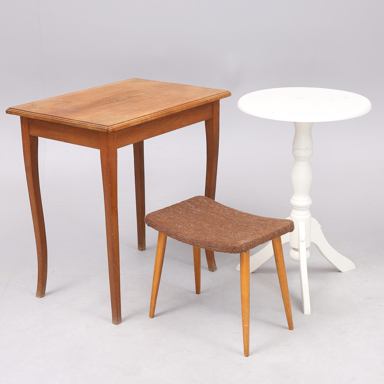TABLE and Stool, 3 parts, first half of the 20th century.