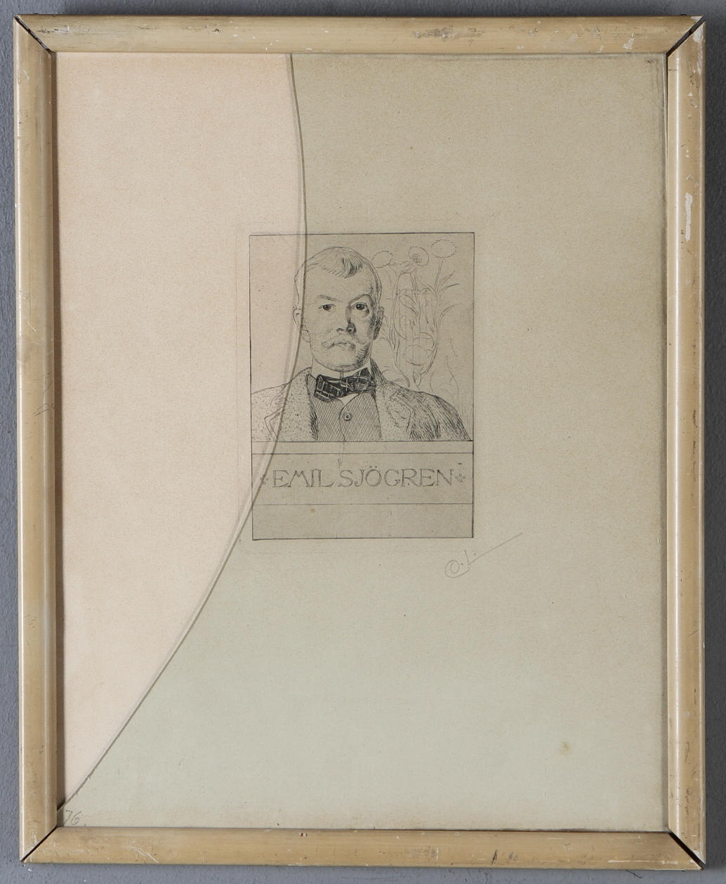 CARL LARSSON. Porträtt föreställande Emil Sjögren, etsing, monogramsingerad.