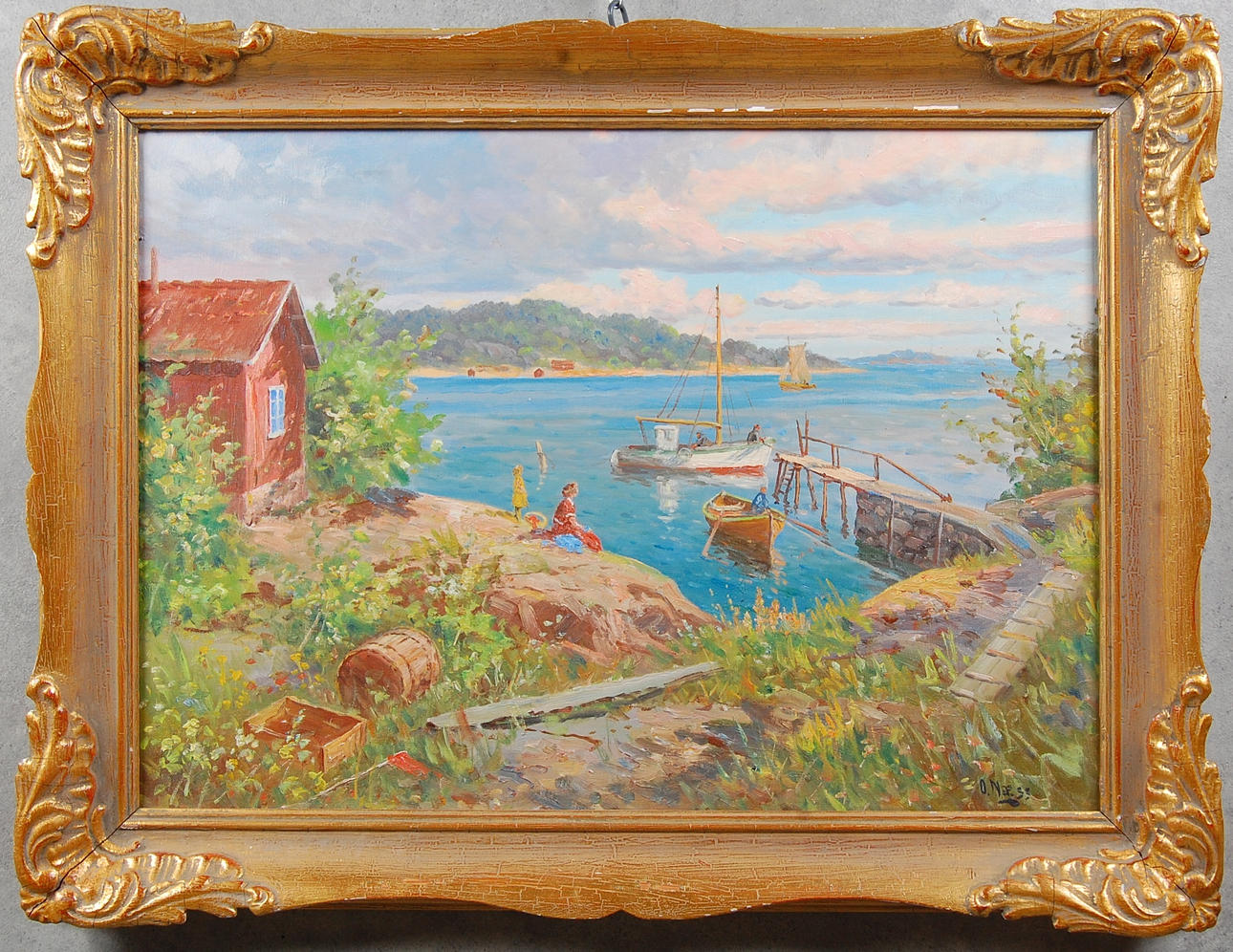 OIDENTIFIERAD KONSTNÄR. olja på duk, " Vera " signerad o Naess.