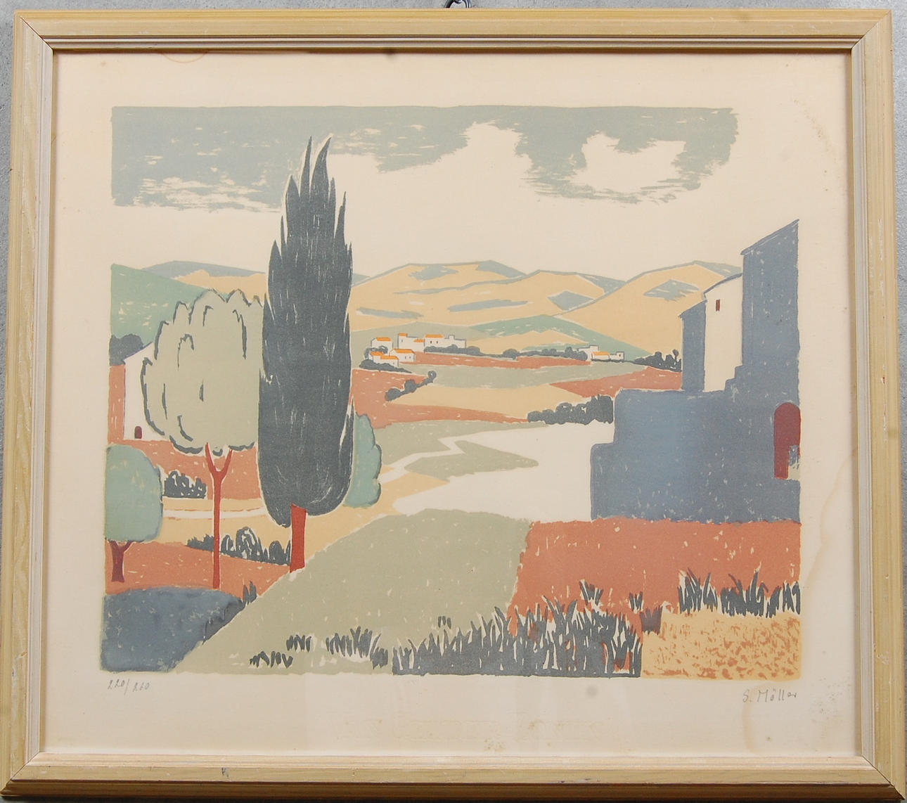 SIGURD MÖLLER. färglitografi " Landskap Provance " signerad, numrerad 220/260.