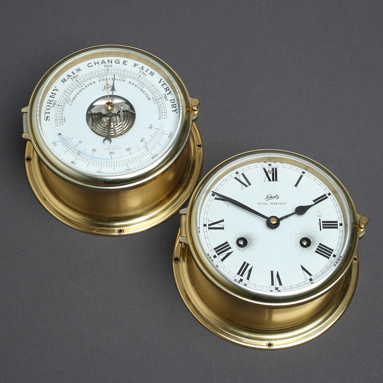 SHIP CLOCK, Royal Mariner, and BAROMETER, Schatz, 1900s.
