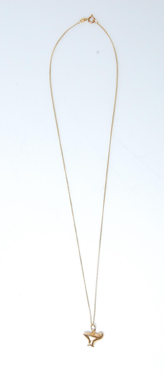 HALSBAND, lergök, kedja, 18 K guld, vikt 6 g.