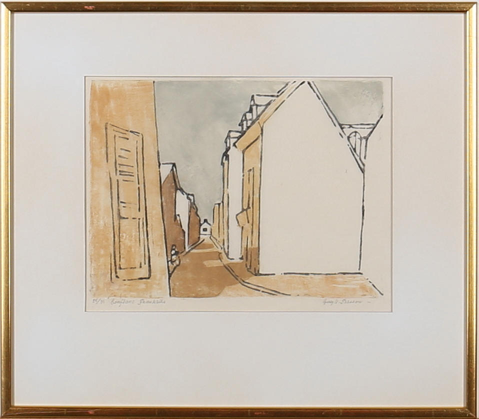 GEORG U. PERSSON. "Couflans Frankrike". Träsnitt. Signerad Georg U. Persson. 25/35.