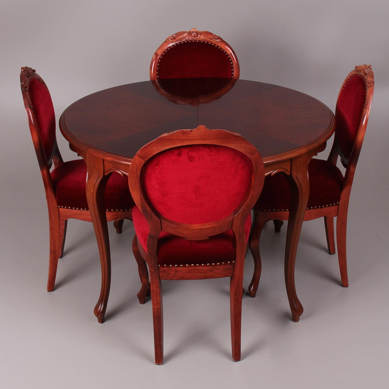 MATGRUPP, 6 delar, rokokostil, 1 iläggsskiva, Alsterbro möbler, 1900-tal.