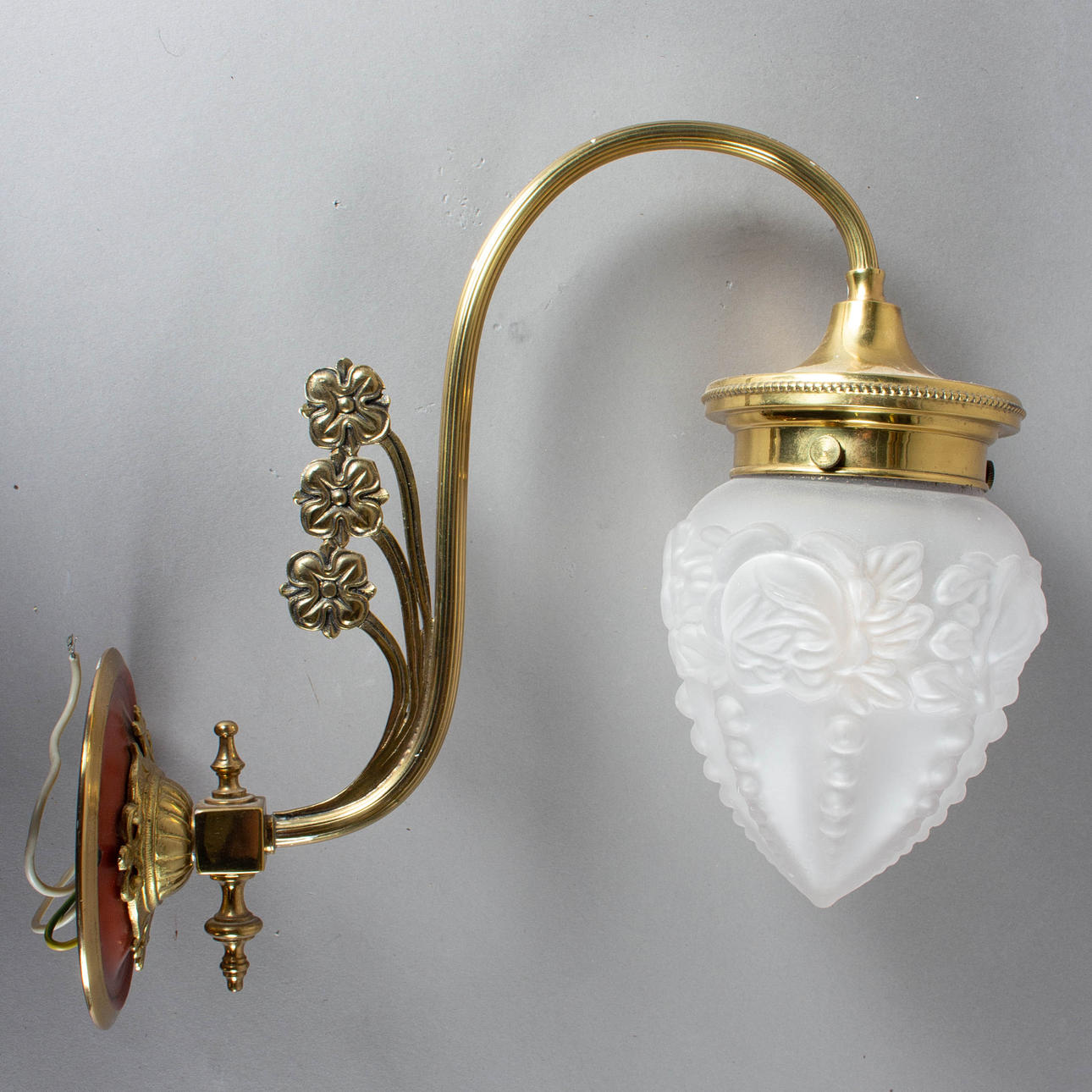 Jugendstil-Wandlampe, Messing, 20.Jh.