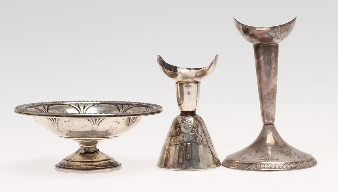 SKÅL, LJUSSTAKAR 2 st, silver, 1900-tal.