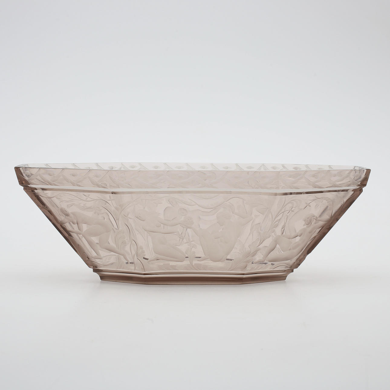 SIMON GATE. Bowl, smoky topaz colored glass, "Paradis", Orrefors, signed.