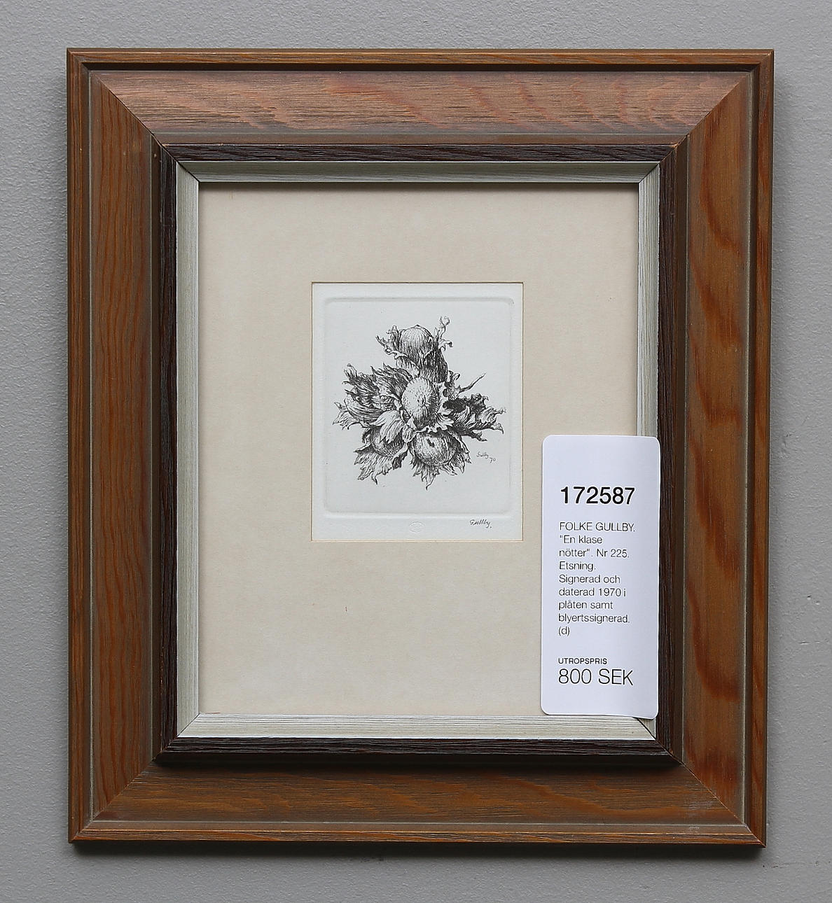 FOLKE GULLBY. "En klase nötter". Nr 225. Etsning. Signerad och daterad 1970 i plåten samt blyertssignerad.