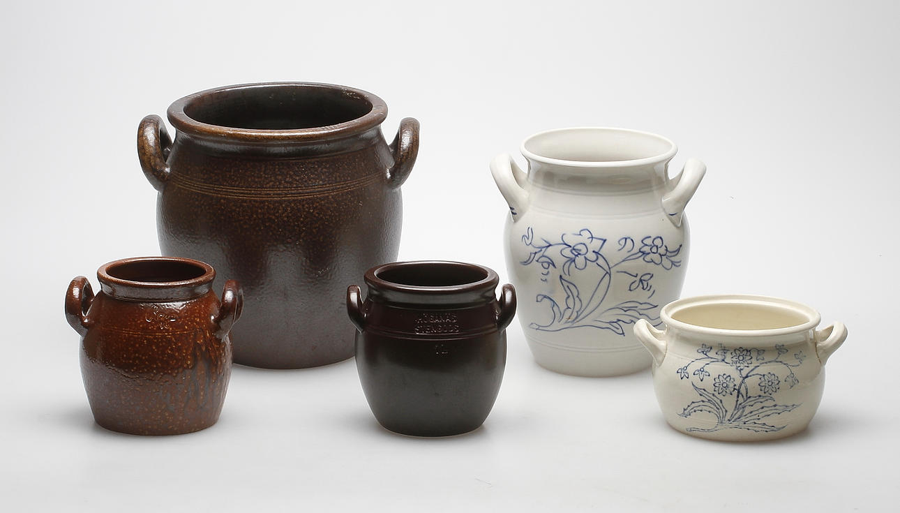 PARTI KRUS, 5 delar, Rörstrand, Gustavsberg, Höganäs och Raus.