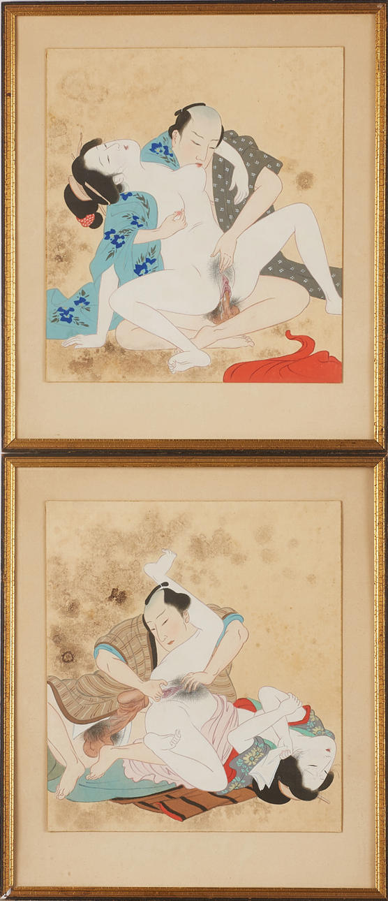 SHUNGA, 2 Stk, Japan, erotische Motive.