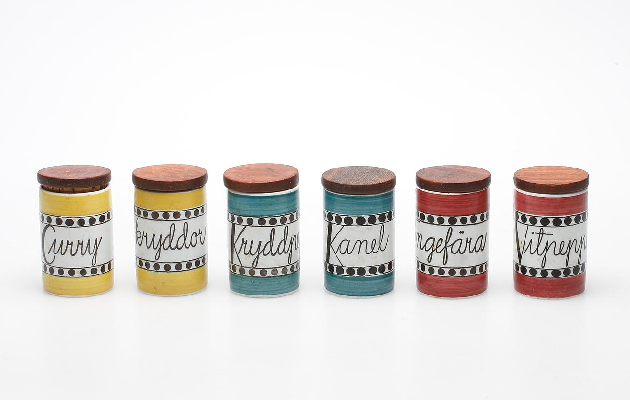 KRYDDBURKAR, 6 st, flintgods, "Arom", Marianne Westman, Rörstrand.