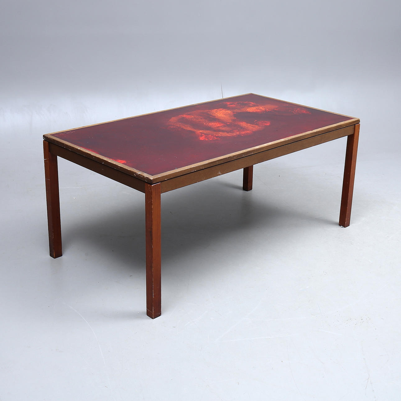 COFFEE TABLE, with enamelled top, signed P.Törneman, numbered 194/200 and dated 1965.