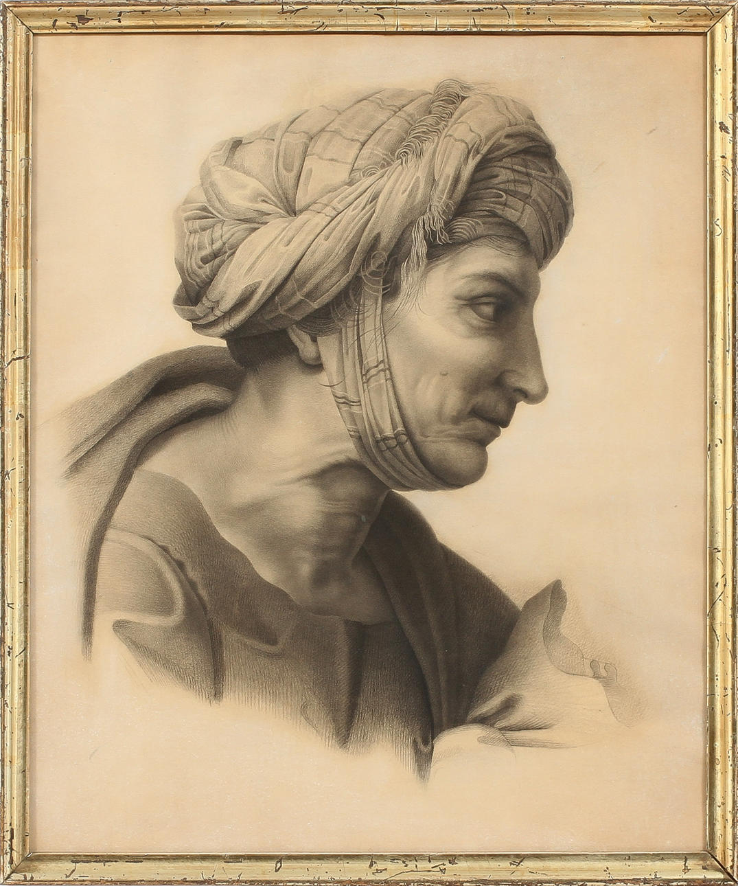 GUSTAF RYDBERG. TILLSKRIVEN. Studie av man i turban. Blyerts.