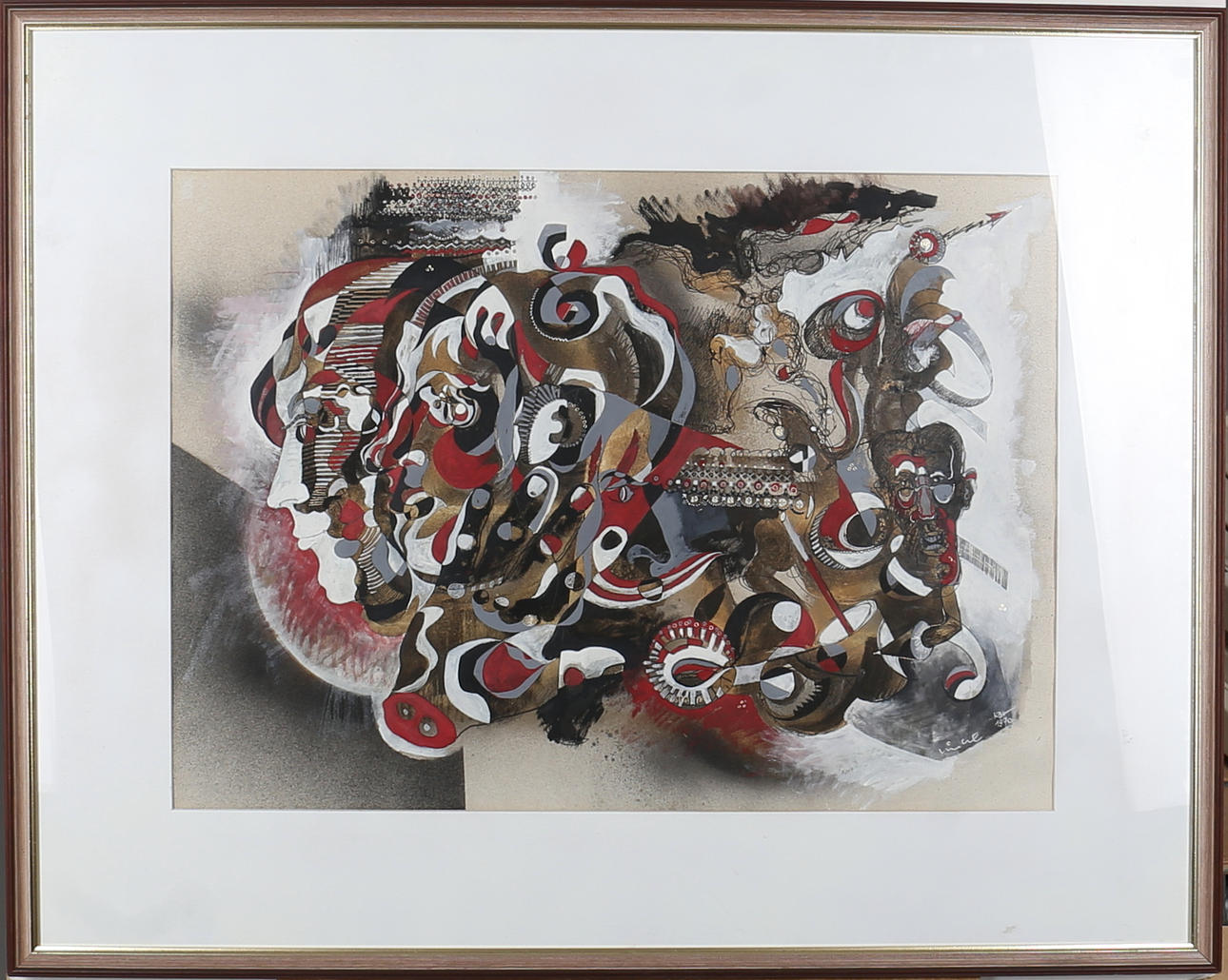 GEORG IVAN VINCZE. "Gammal mans erinringar". Mix media. Signerad Vincze och daterad KBH 1970.