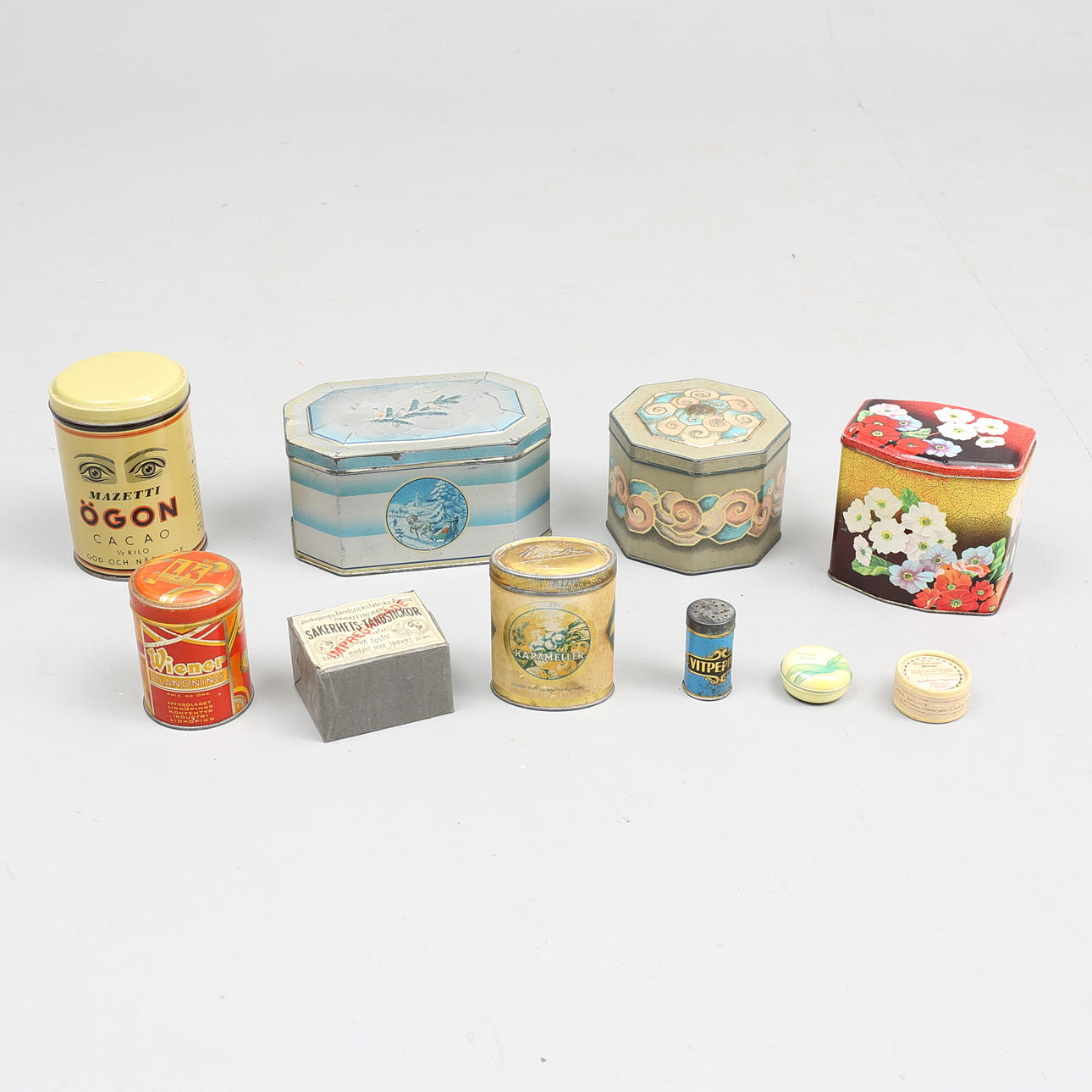 PLÅTBURKAR m.m, 10 delar, bl.a Ögonkakao, Marabou, m.m.