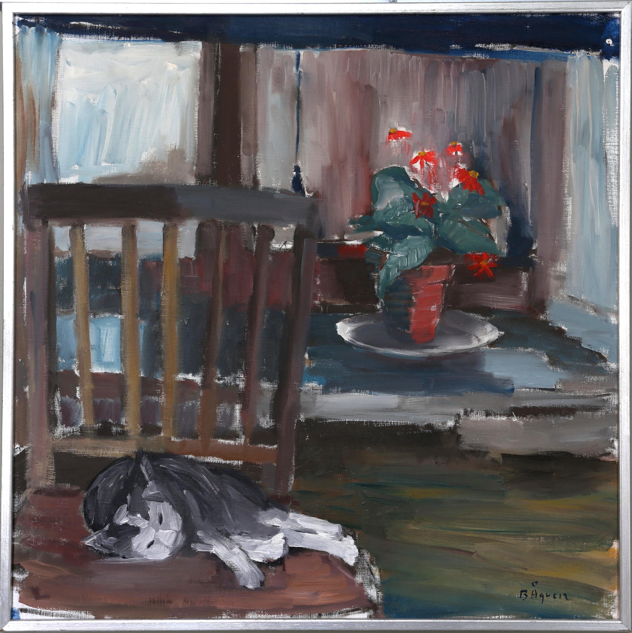 BENGT ÅGREN. OLJA på duk, "Den lata katten".