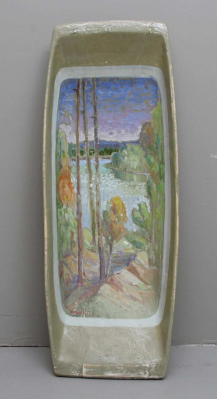 TRÄTRÅG, målat, allmoge, 1800-tal, signerad.