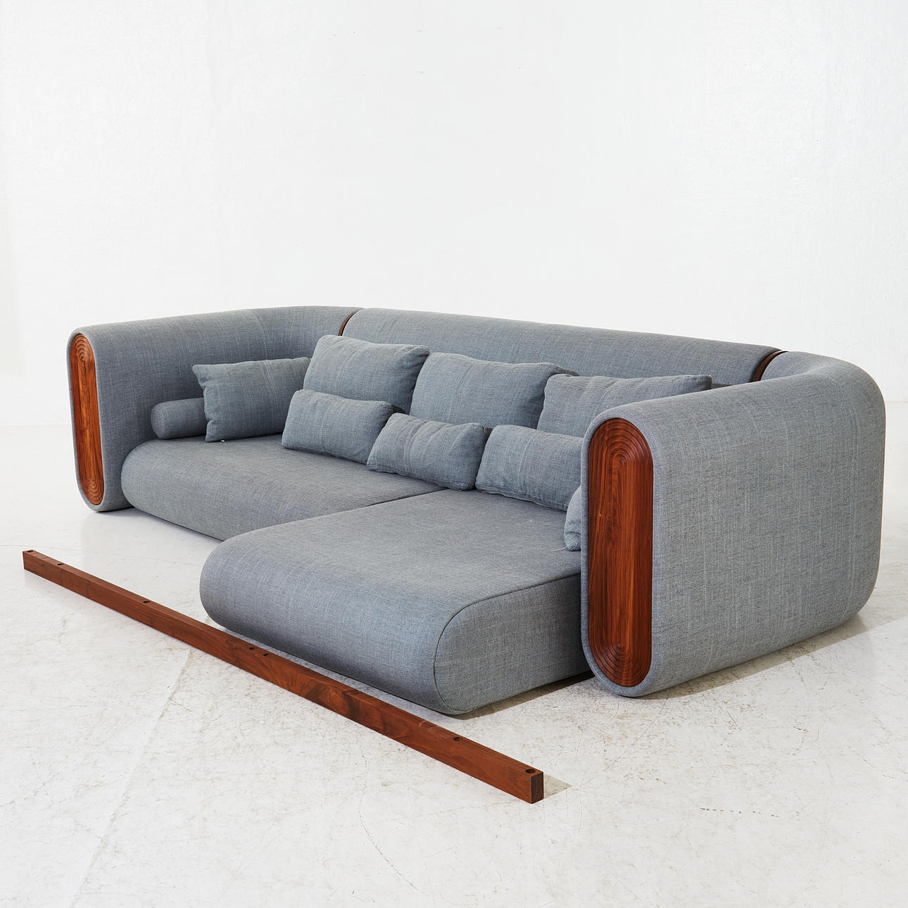 DE LA ESPADA, sofa, "Union" contemporary, designed by Autoban, upholstered in gray textile.