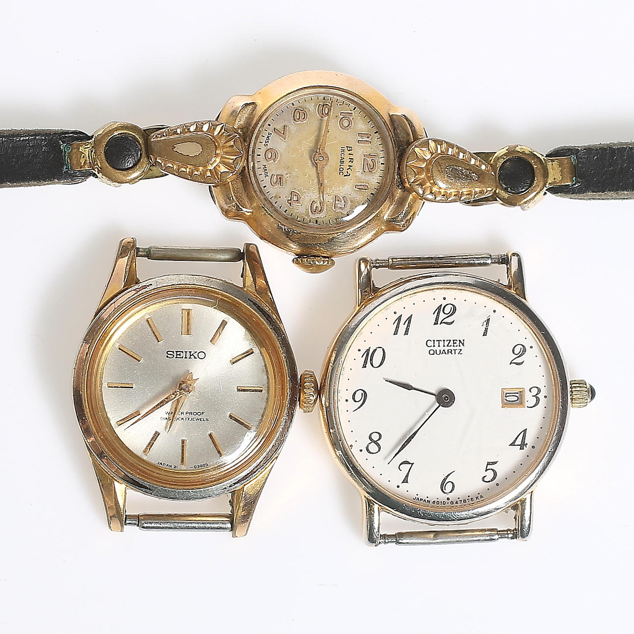 ARMBANDSUR, stål, bl.a. Citizen och Brika. 1900-talets andra halva.