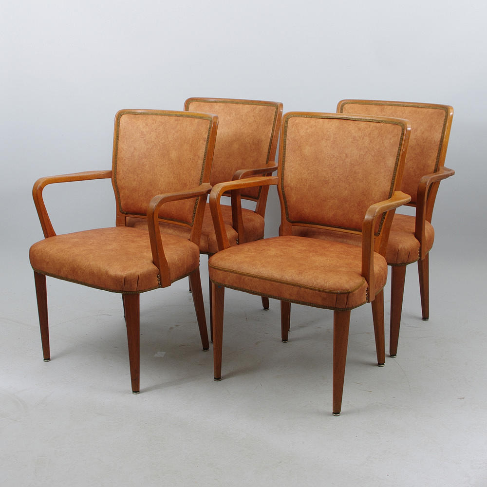 KARMSTOLAR, 4 stycken, teak, 1900-talets mitt.