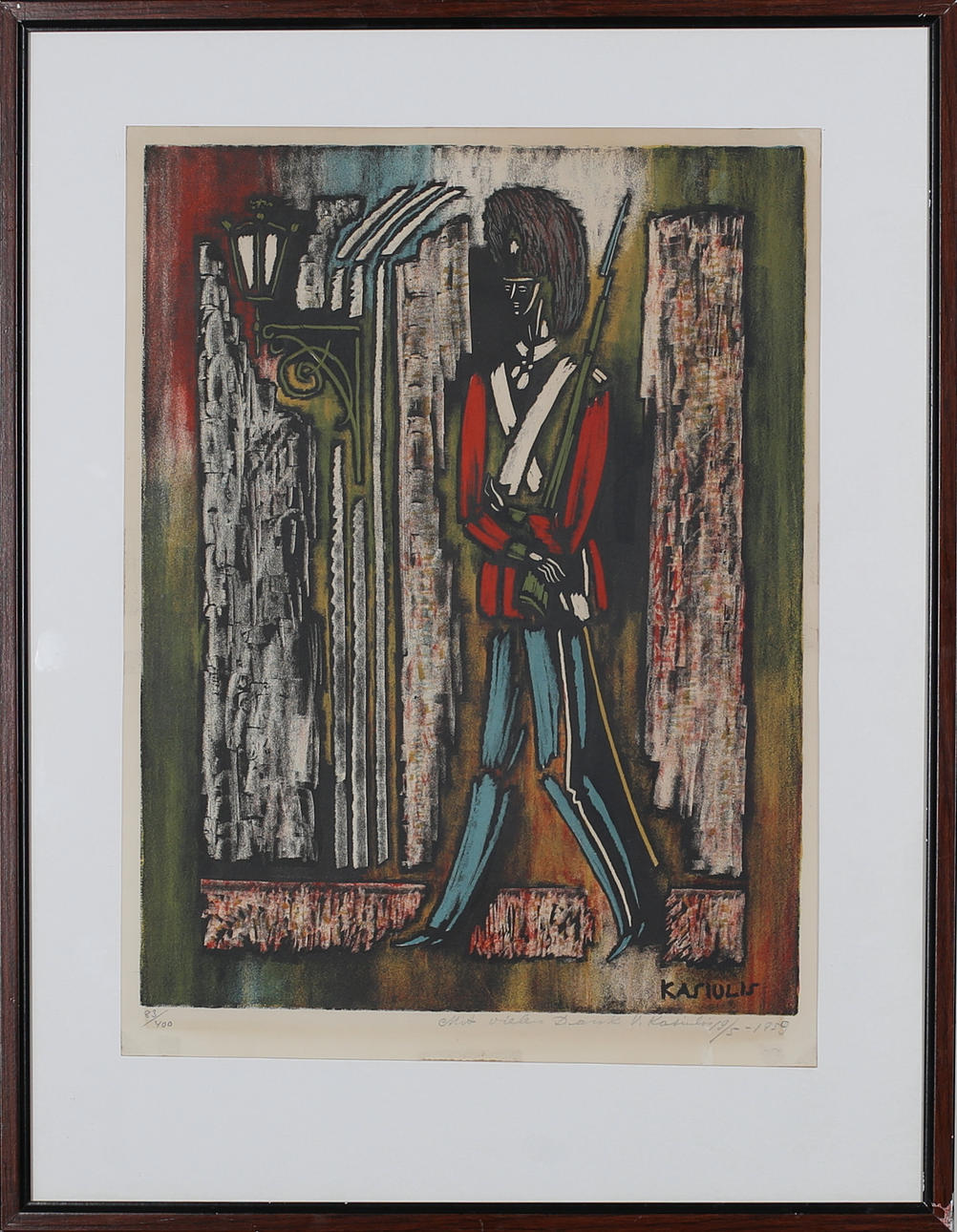 VYTAUTAS KASILIUS. Soldat. Färglitografi, Signerad och daterad 1959. 83/400.